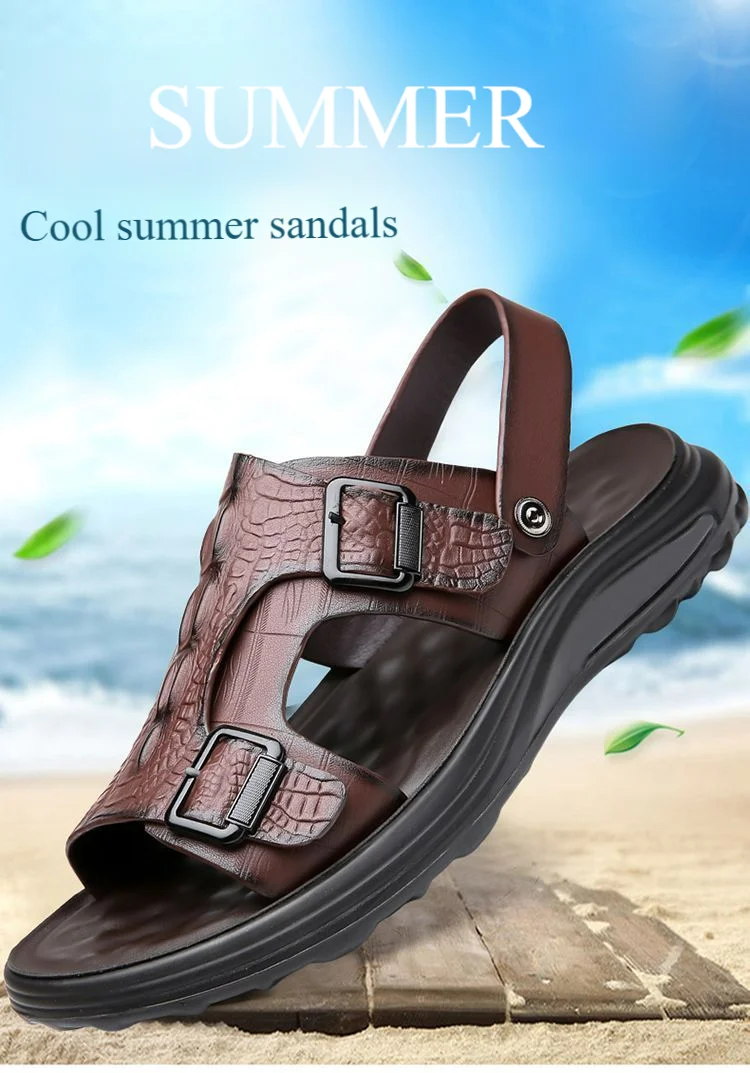 Men's Driving Sandals - Waterproof Anti-Slip Soft Sole Beach Shoes, Summer Indoor/Outdoor Dual-Use Comfort Slide Flip Flops
