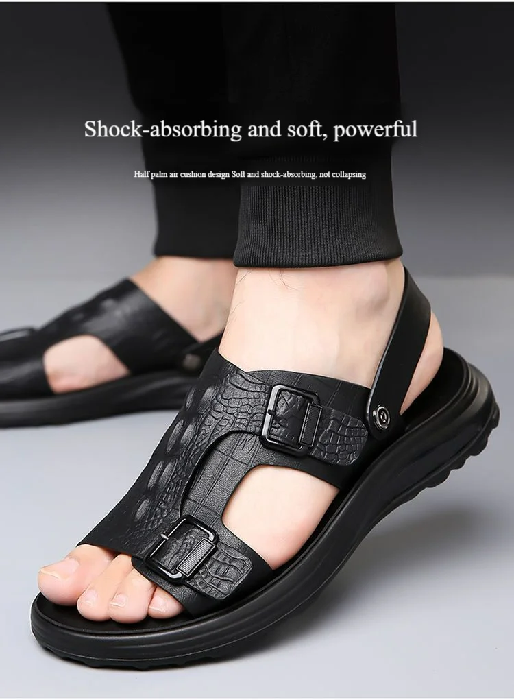 Men's Driving Sandals - Waterproof Anti-Slip Soft Sole Beach Shoes, Summer Indoor/Outdoor Dual-Use Comfort Slide Flip Flops