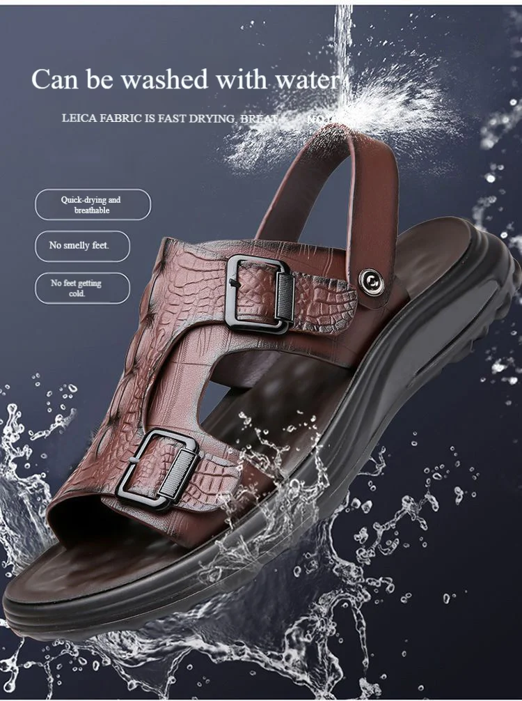 Men's Driving Sandals - Waterproof Anti-Slip Soft Sole Beach Shoes, Summer Indoor/Outdoor Dual-Use Comfort Slide Flip Flops