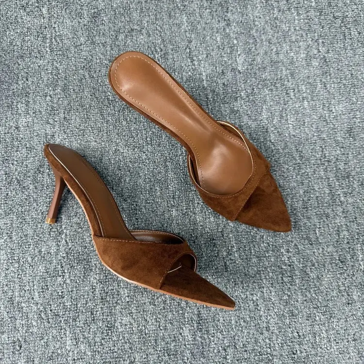 New Sexy Thin High Heels Women Slippers Street Style Party Stripper Sandals Summer Open Toe Slip On Slide Shoes