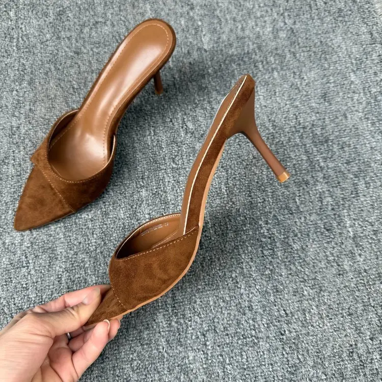 New Sexy Thin High Heels Women Slippers Street Style Party Stripper Sandals Summer Open Toe Slip On Slide Shoes