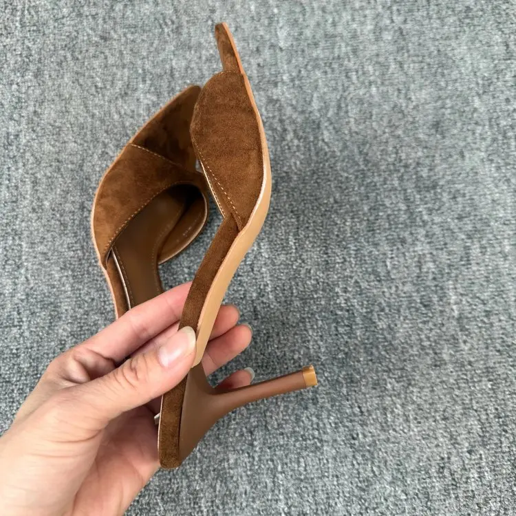New Sexy Thin High Heels Women Slippers Street Style Party Stripper Sandals Summer Open Toe Slip On Slide Shoes