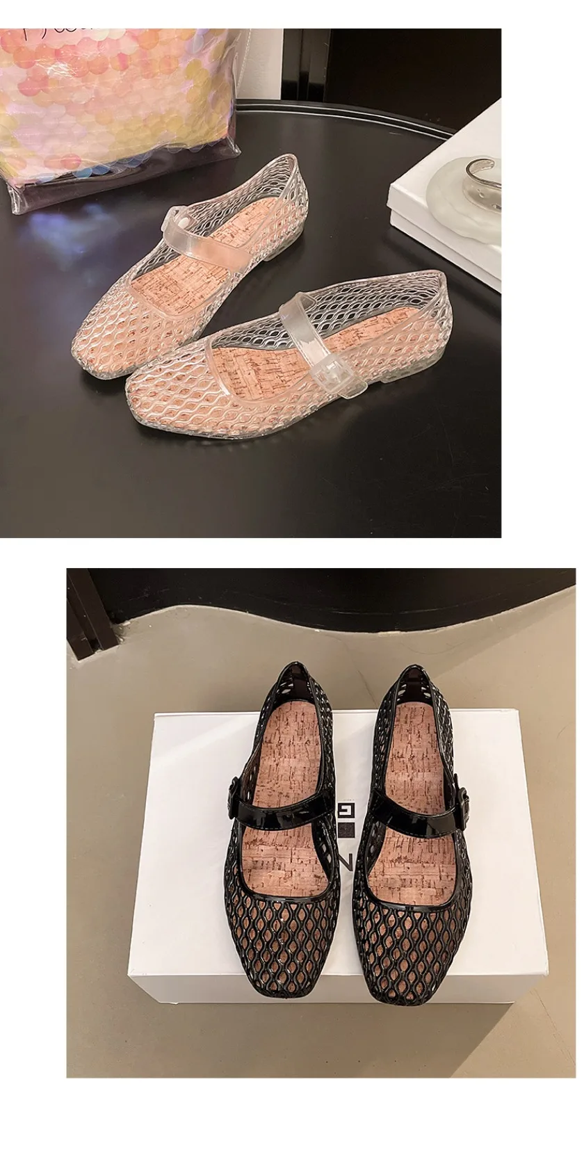 French Hollow Sandals for Women's Summer Fashion with a Single Buckle and Breathable Flat Bottom Crystal Sole