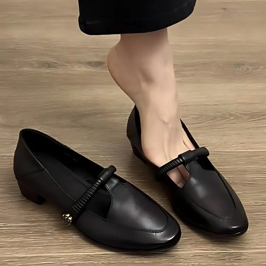 Spring/Fall New Women's Vintage Mary Jane Shoes - Square Toe Low Cut Flats Soft Leather Loafers British Style Casual Shoes 2026