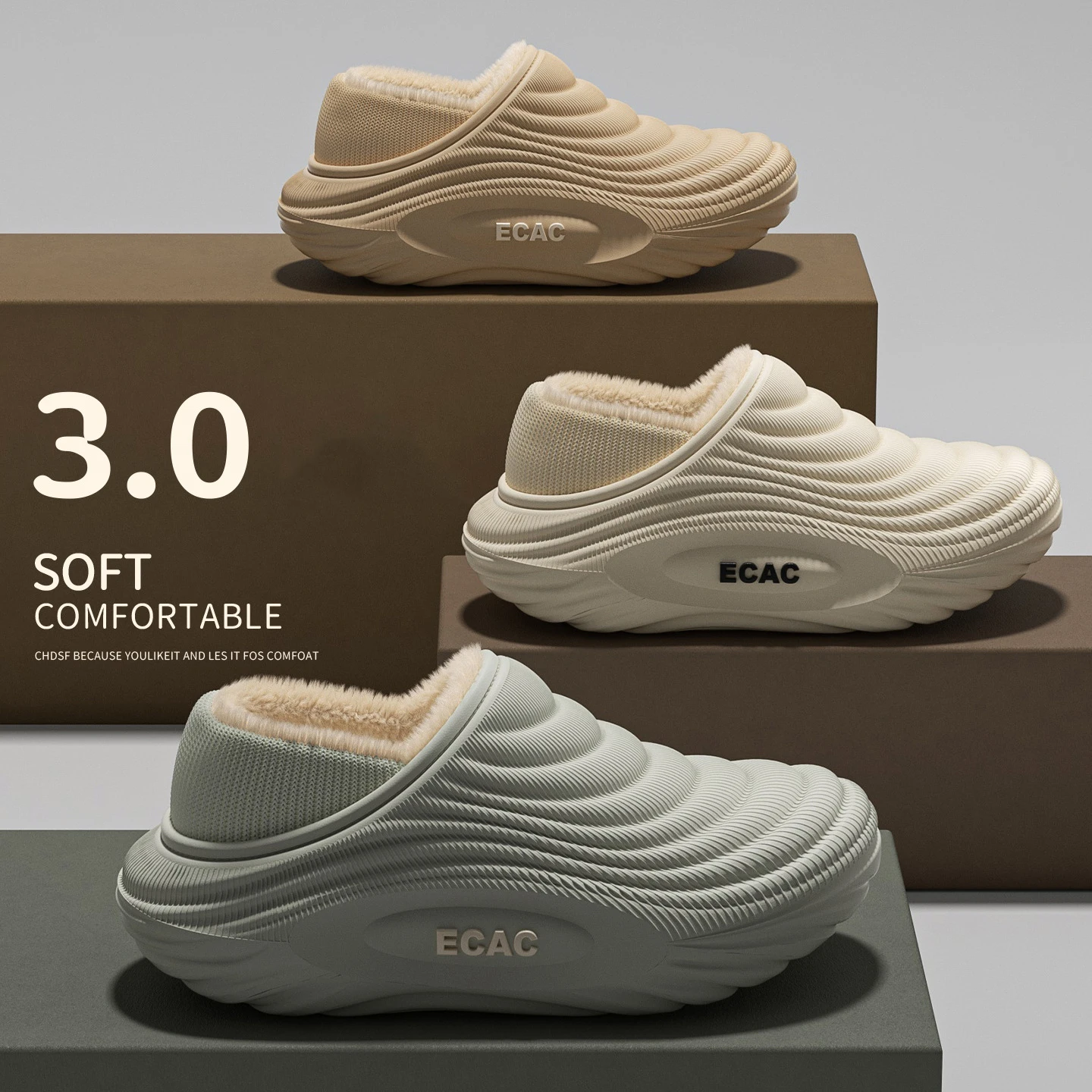 Baotou Waterproof Cotton Slippers, Home Cotton Shoes, Winter Warm and Non Slip Couple Cotton Slippers