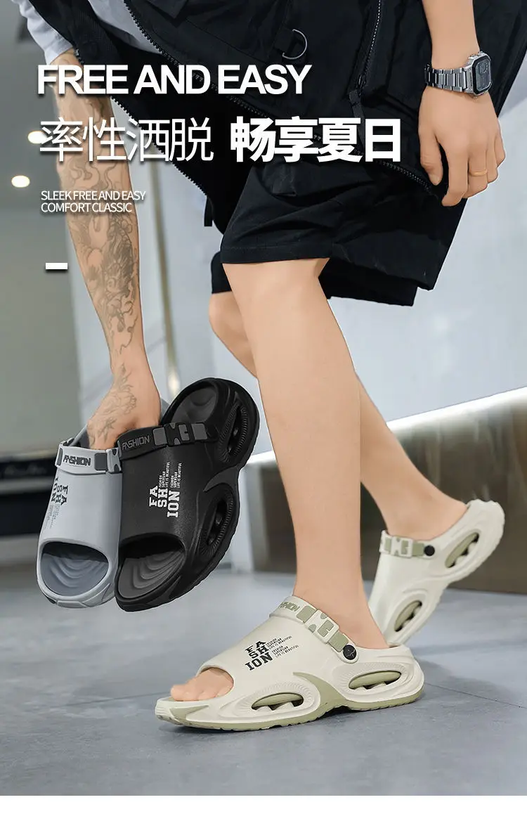 Light luxury and soft men's sandals 2026 new thick-soled anti-skid outdoor driving two wear beach shoes
