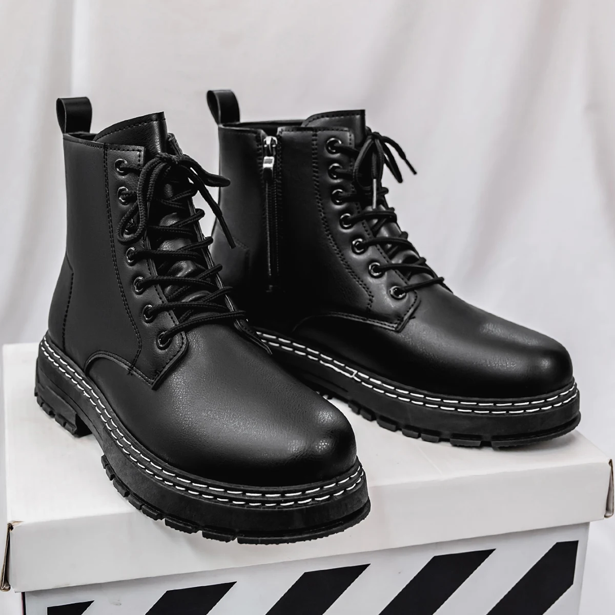 Men's High Top Denim Boots, Casual Sports Shoes, Trendy and Fashionable Men's Boots