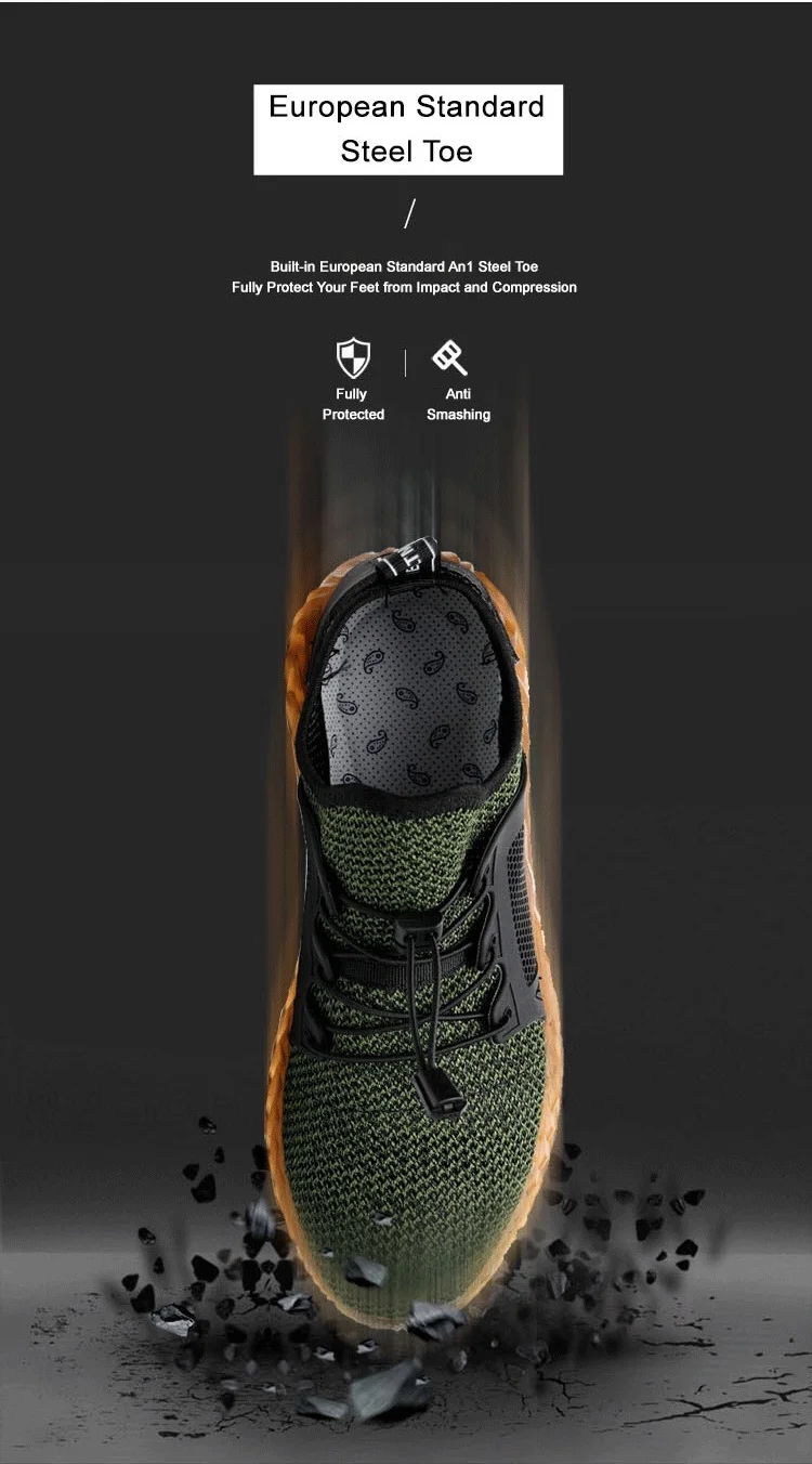 Summer Hollow Out Safety Shoes Work Shoes Steel Toe Men Puncture-protective Work Indestructible Safety Lightweight Sneakers
