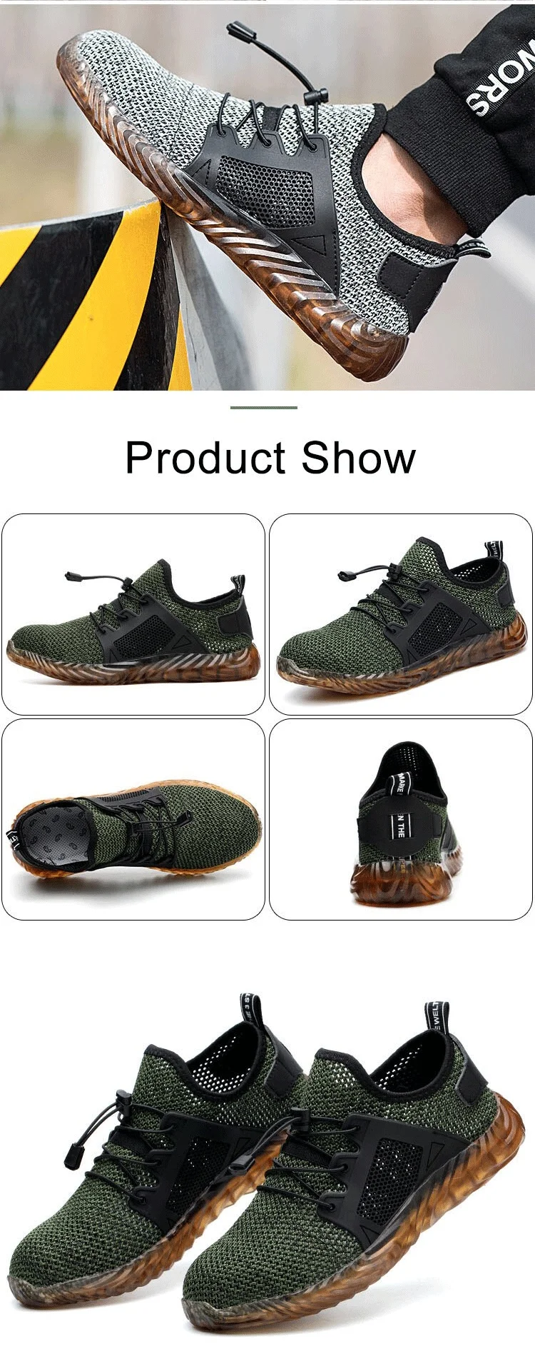 Summer Hollow Out Safety Shoes Work Shoes Steel Toe Men Puncture-protective Work Indestructible Safety Lightweight Sneakers