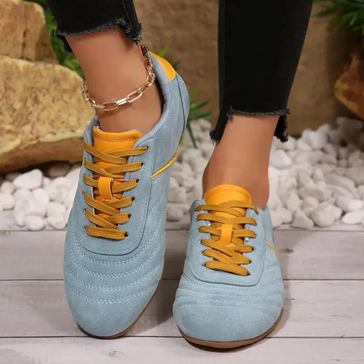Women Natural Suede Leather Lace-up 2026 New Sneakers Round Toe Soft Comfort Casual Female Outdoor Drive/walk Shoes for Woman
