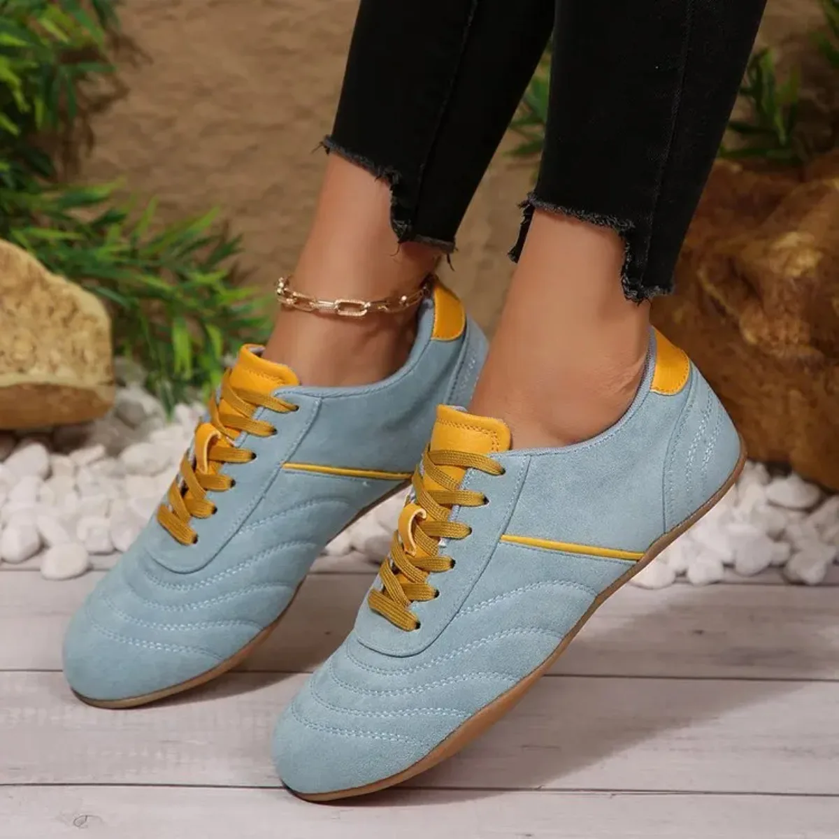 Women Natural Suede Leather Lace-up 2026 New Sneakers Round Toe Soft Comfort Casual Female Outdoor Drive/walk Shoes for Woman