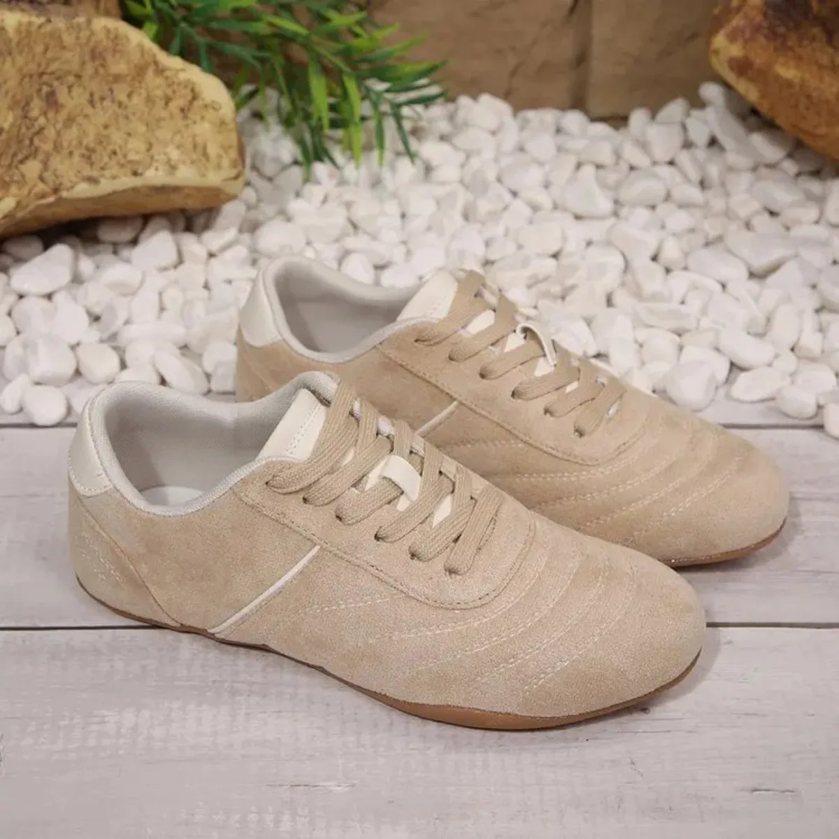 Women Natural Suede Leather Lace-up 2026 New Sneakers Round Toe Soft Comfort Casual Female Outdoor Drive/walk Shoes for Woman