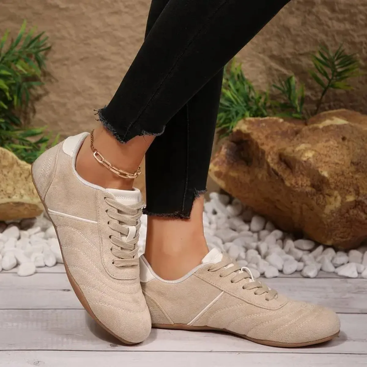 Women Natural Suede Leather Lace-up 2026 New Sneakers Round Toe Soft Comfort Casual Female Outdoor Drive/walk Shoes for Woman