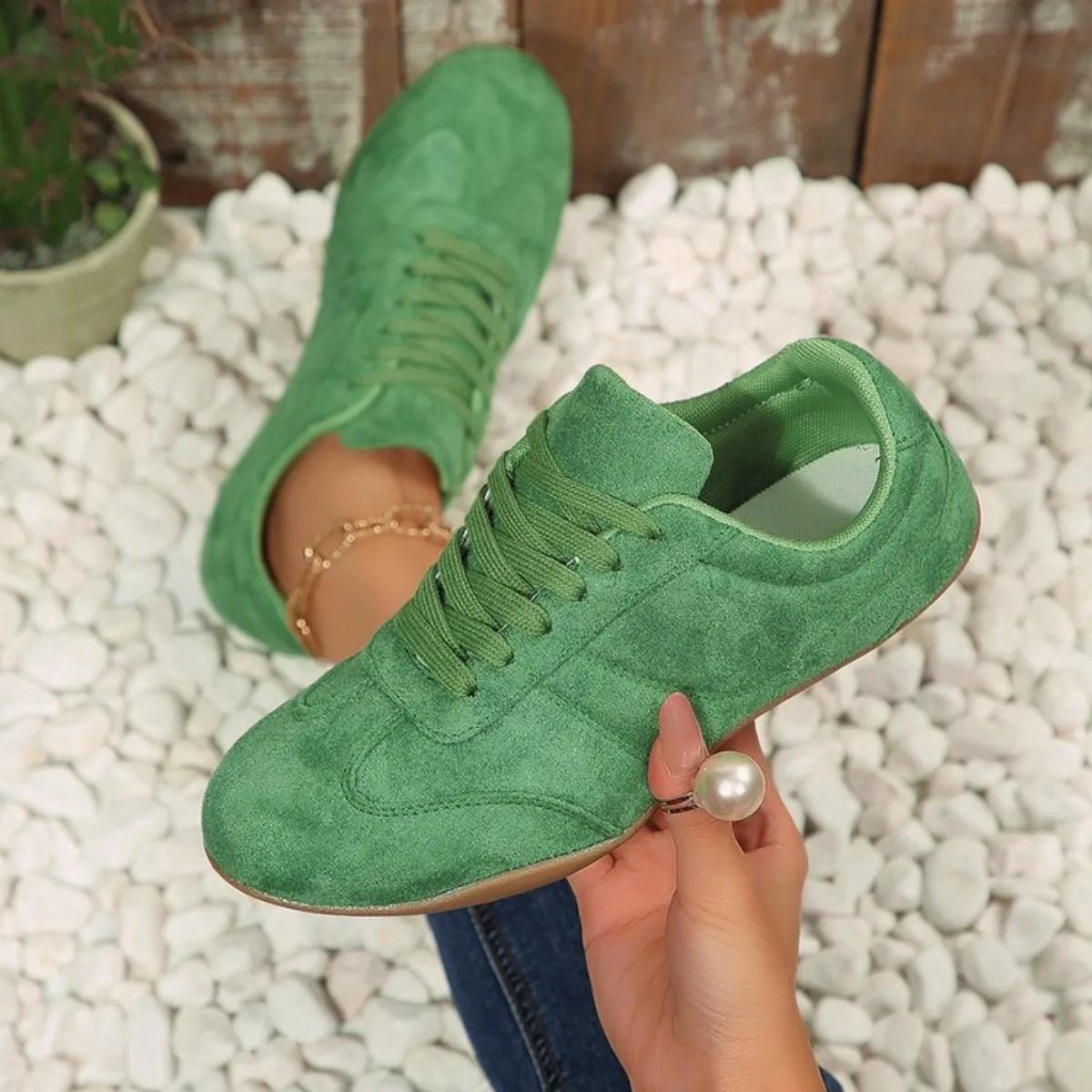 Women Natural Suede Leather Lace-up 2026 New Sneakers Round Toe Soft Comfort Casual Female Outdoor Drive/walk Shoes for Woman