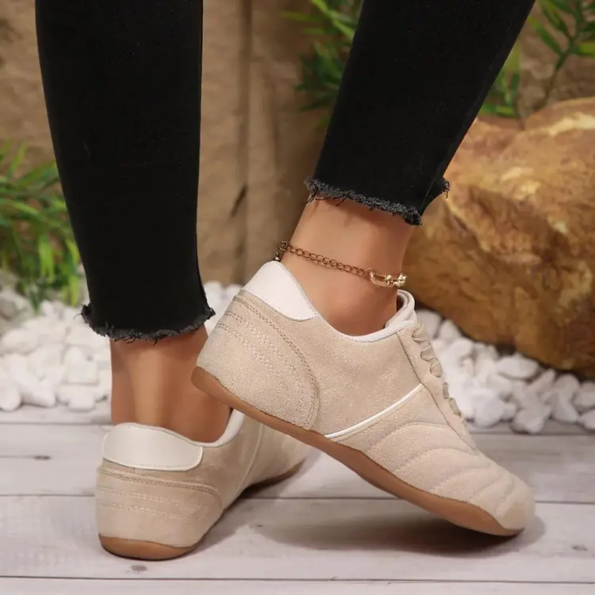 Women Natural Suede Leather Lace-up 2026 New Sneakers Round Toe Soft Comfort Casual Female Outdoor Drive/walk Shoes for Woman