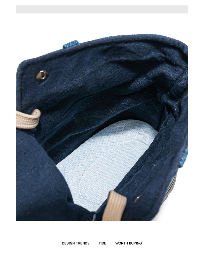Men's high top denim boots, casual sports shoes, trendy and fashionable men's boots