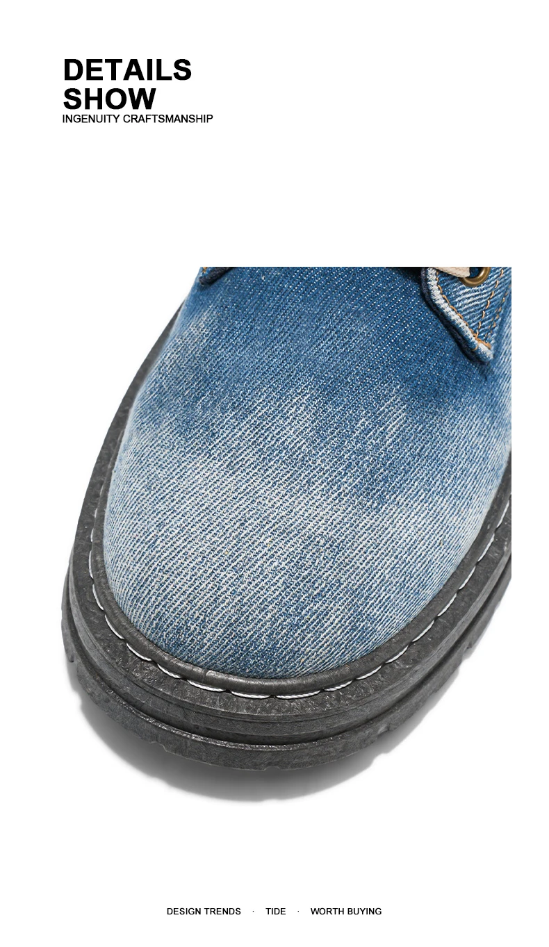 Men's high top denim boots, casual sports shoes, trendy and fashionable men's boots