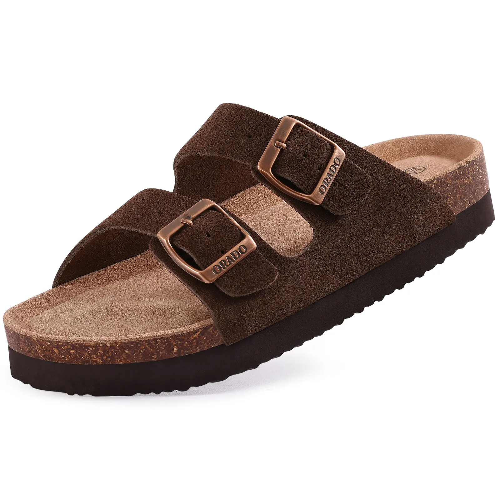 Smile Pop Classic Arizoan Men Suede Slippers Men Clogs Sandals Cow Suede Outdoor Antiskid Slippers with Adjustable Buckle Straps