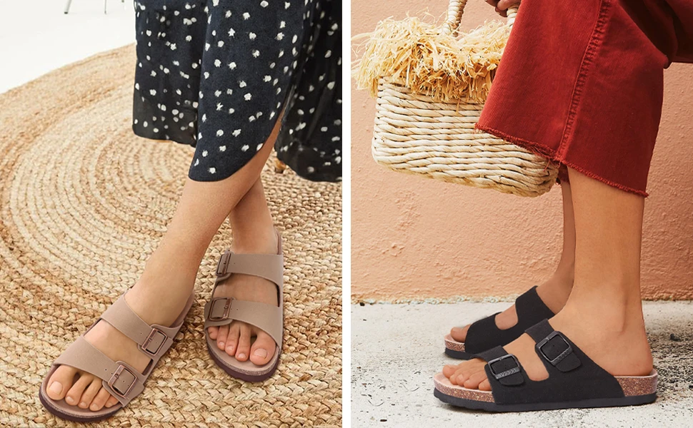 Smile Pop Classic Arizoan Men Suede Slippers Men Clogs Sandals Cow Suede Outdoor Antiskid Slippers with Adjustable Buckle Straps
