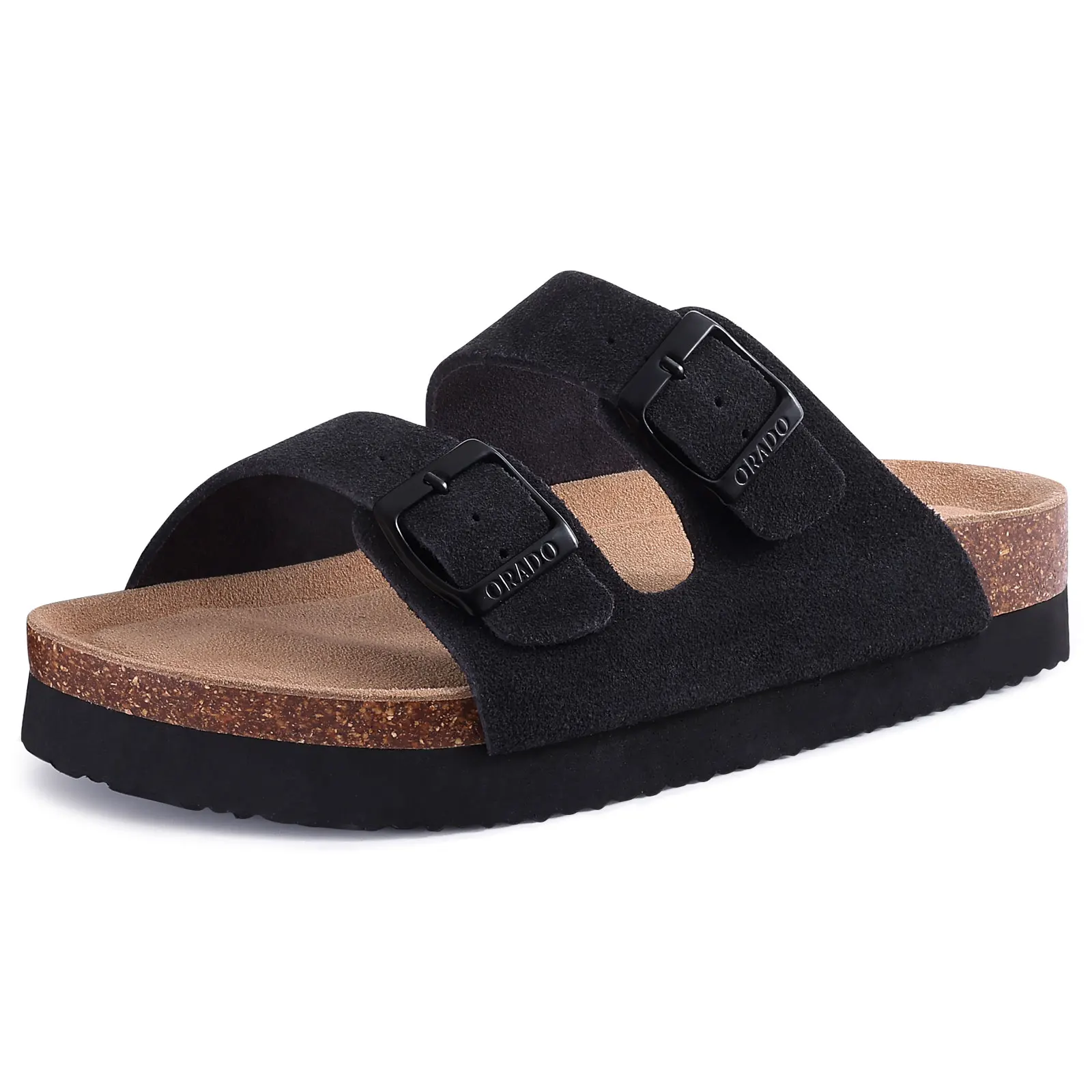 Smile Pop Classic Arizoan Men Suede Slippers Men Clogs Sandals Cow Suede Outdoor Antiskid Slippers with Adjustable Buckle Straps