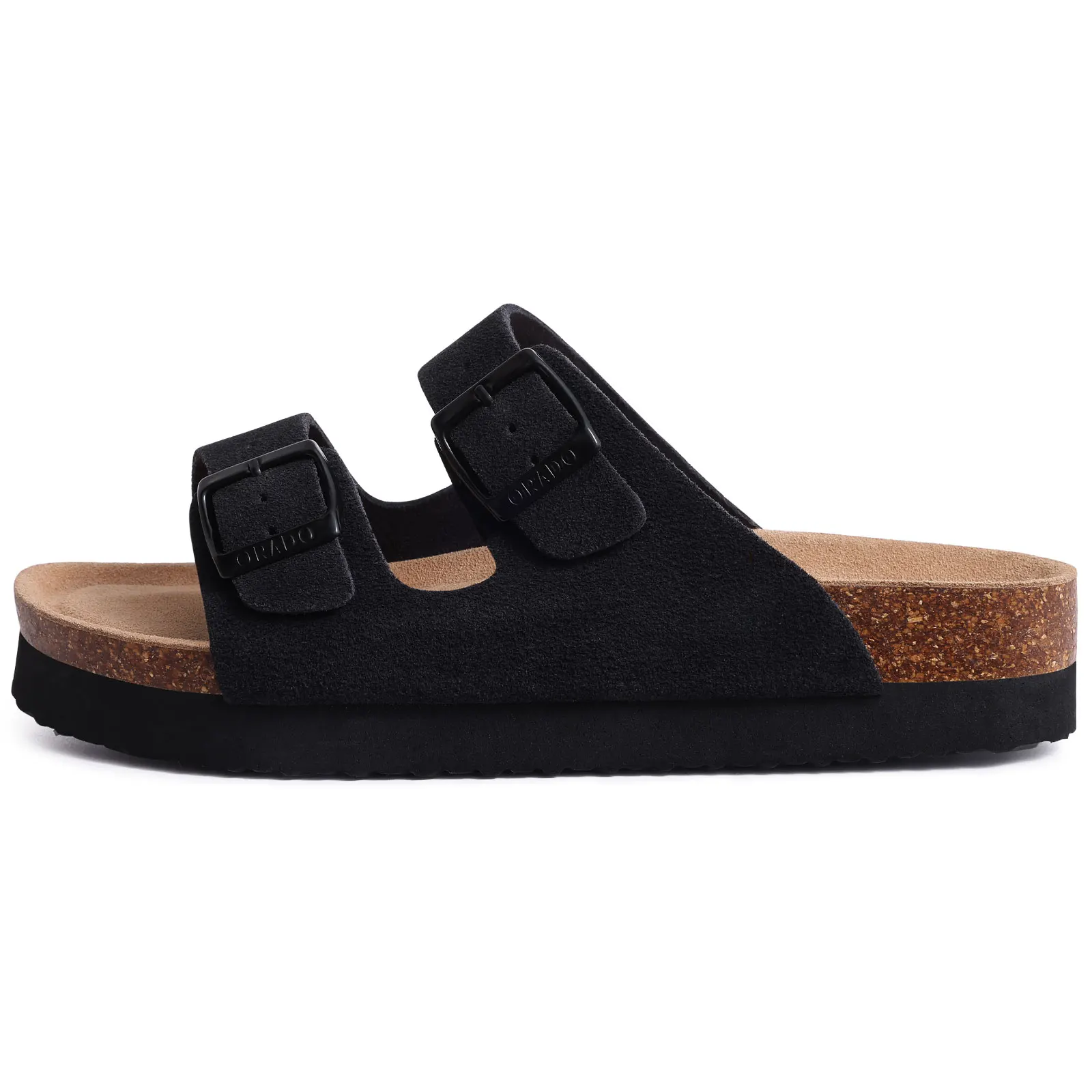 Smile Pop Classic Arizoan Men Suede Slippers Men Clogs Sandals Cow Suede Outdoor Antiskid Slippers with Adjustable Buckle Straps