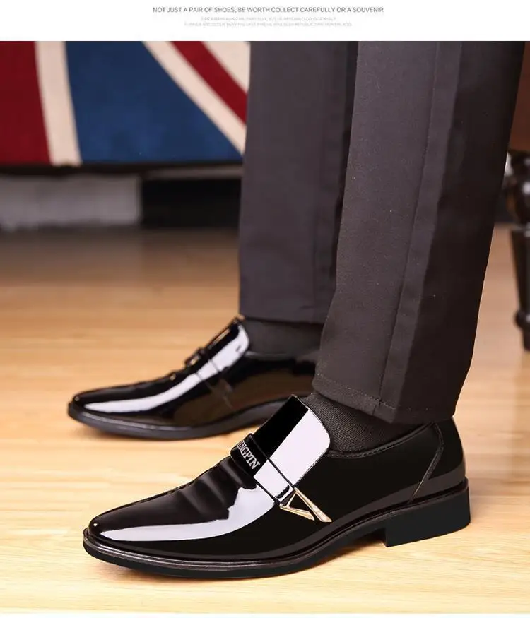 Spring Autumn Men's New Leather Shoes Casual Patent Leather Oxford footwear Moccasin Fashion business shoes Trend non slip Shoe
