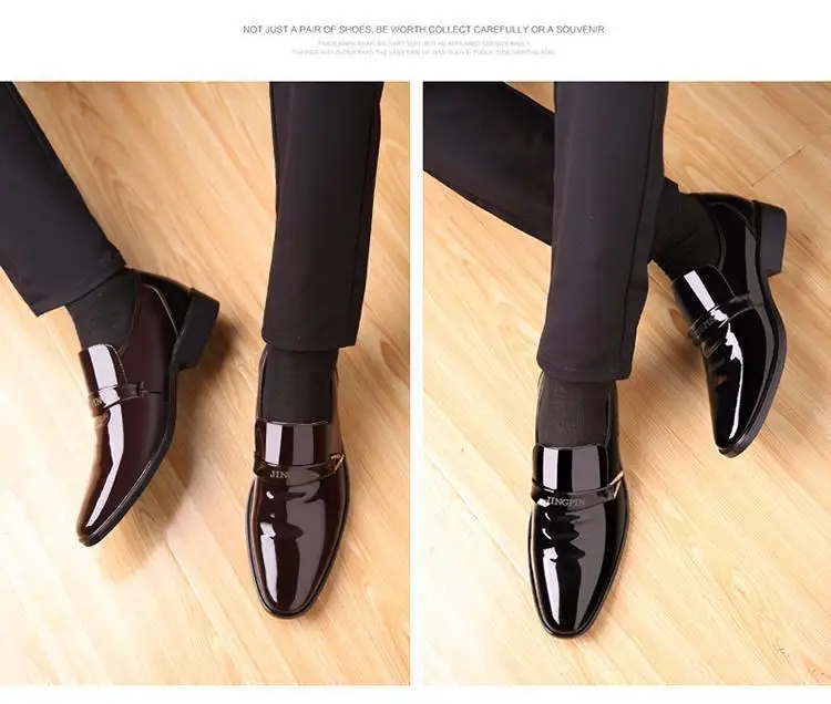 Spring Autumn Men's New Leather Shoes Casual Patent Leather Oxford footwear Moccasin Fashion business shoes Trend non slip Shoe