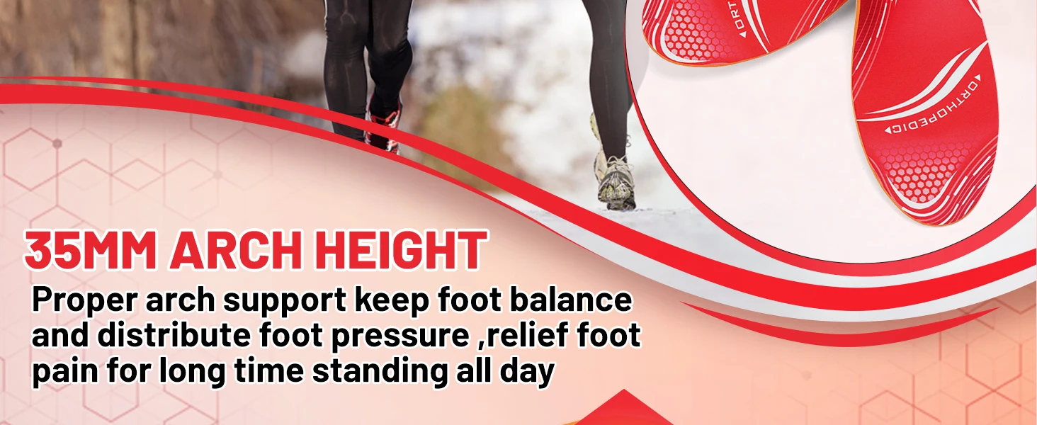 220lbs+ Plantar Fasciitis Orthopedic Sport Insole High Arch Support Men Women Sole, Flat Feet Pain Relief Orthotic Shoe Insert