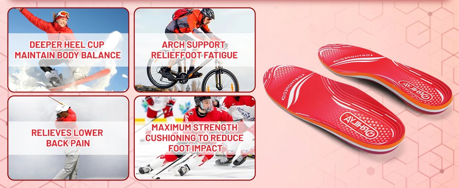 220lbs+ Plantar Fasciitis Orthopedic Sport Insole High Arch Support Men Women Sole, Flat Feet Pain Relief Orthotic Shoe Insert