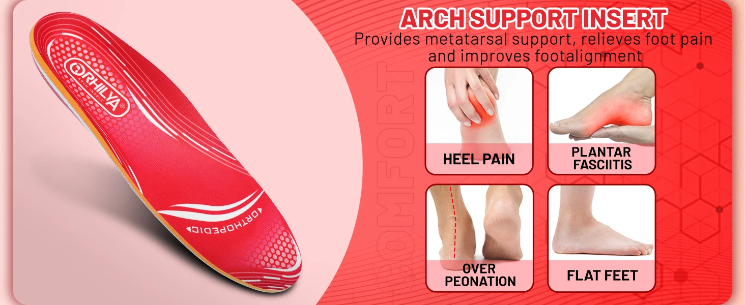 220lbs+ Plantar Fasciitis Orthopedic Sport Insole High Arch Support Men Women Sole, Flat Feet Pain Relief Orthotic Shoe Insert
