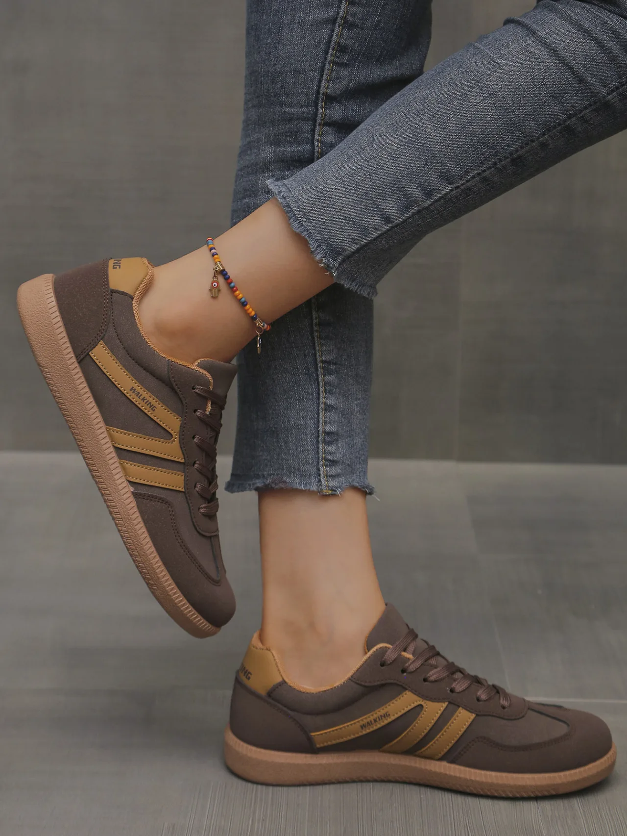 Mix Color Women's Autumn Sneakers Fashion Splicing Flat Heel Vulcanized Shoes Female Lace-Up Non-Slip Pu Leather Casual Shoes
