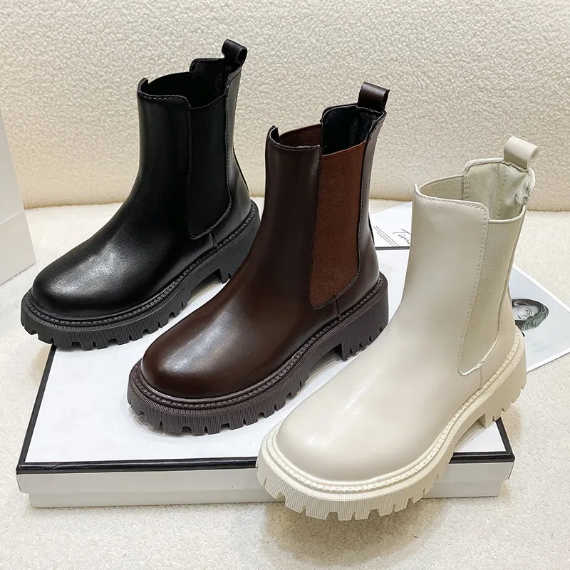 2024 Chelsea boots new thick-soled women's winter shoes for women autumn fashion thick-soled short boots for women