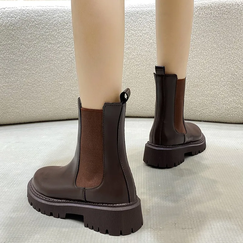 2024 Chelsea boots new thick-soled women's winter shoes for women autumn fashion thick-soled short boots for women