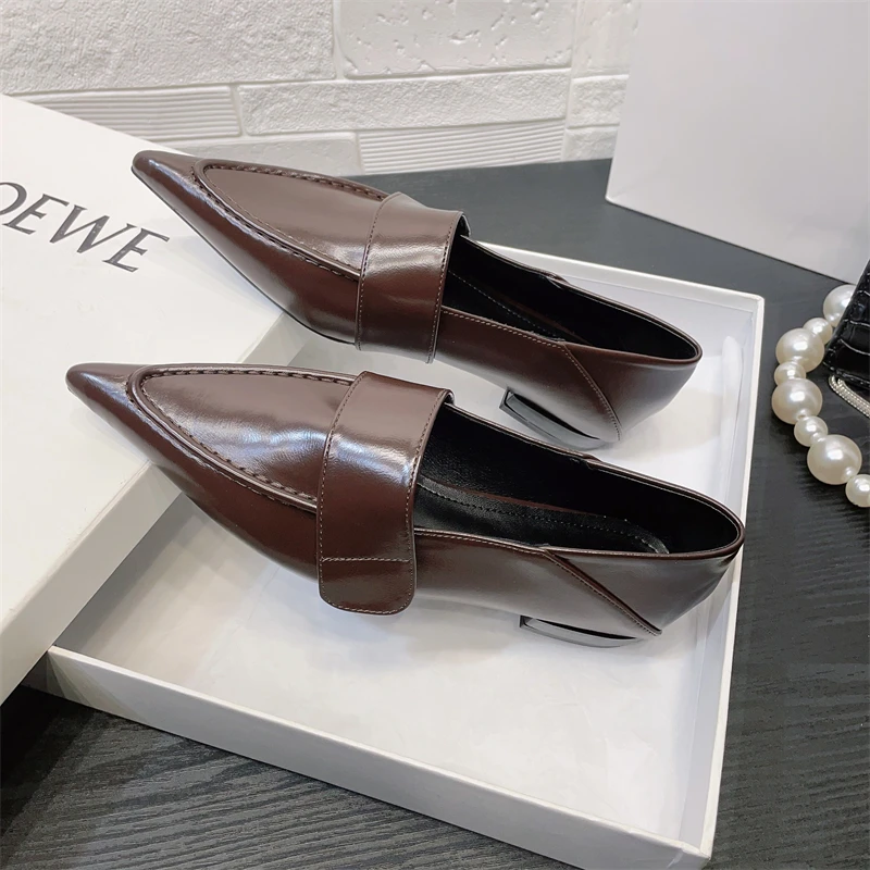 Women Flats Shoes Fashion Pointed Toe Loafers Shoes Autumn 2025 Designer Brand Dress Work Platform Elegant Zapatillas De Mujer