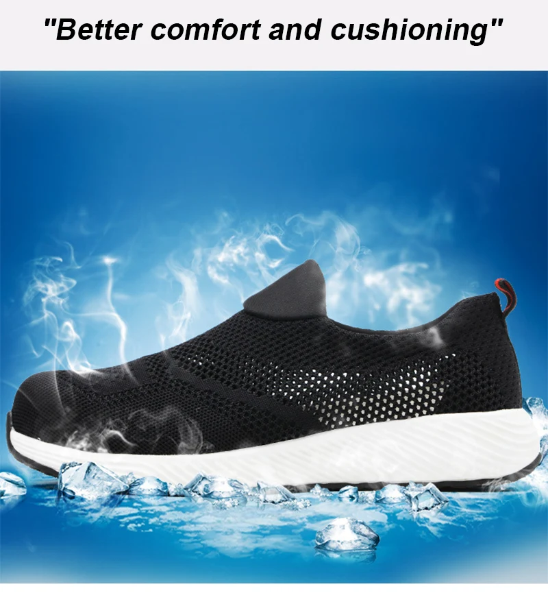 Summer Lightweight Work Sneakers Steel Toe Men Women Tennis Work Safety Shoes Breathable Construction Shoes Work Boots Footwear