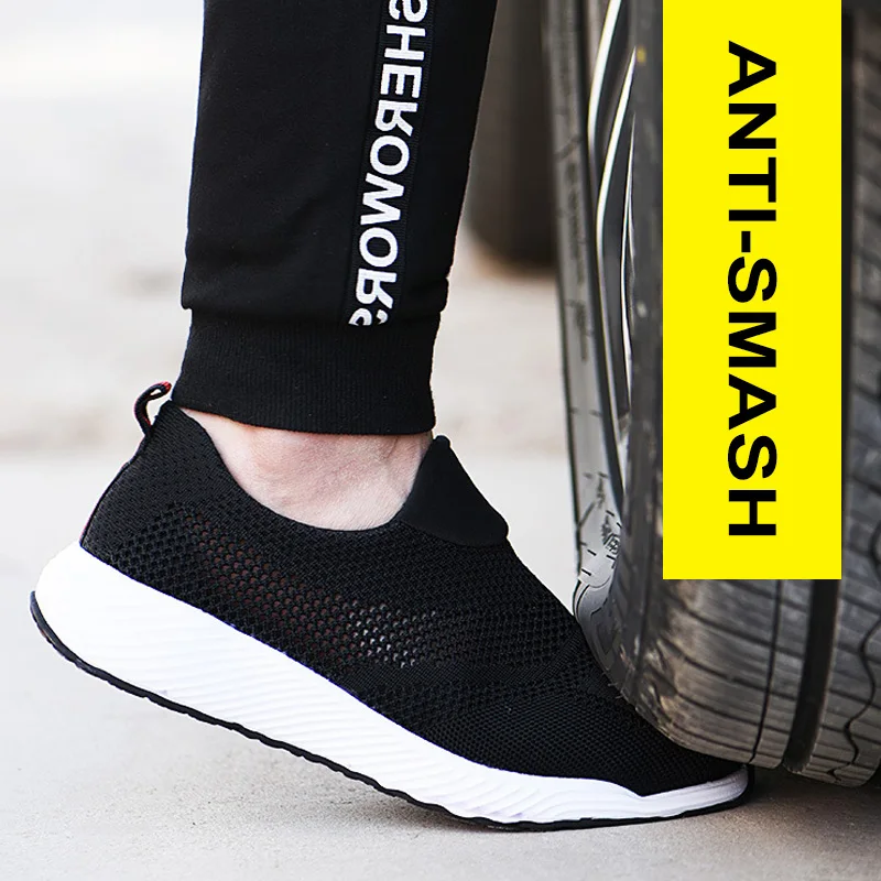 Summer Lightweight Work Sneakers Steel Toe Men Women Tennis Work Safety Shoes Breathable Construction Shoes Work Boots Footwear