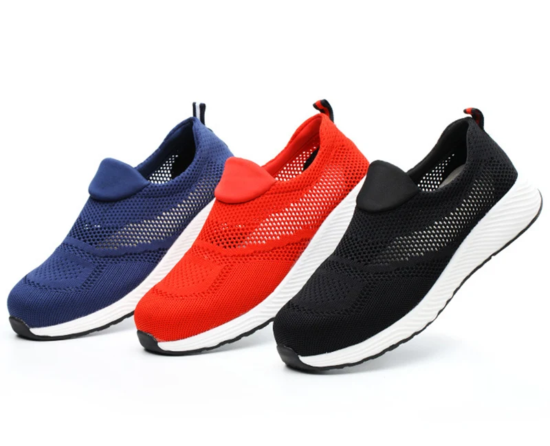 Summer Lightweight Work Sneakers Steel Toe Men Women Tennis Work Safety Shoes Breathable Construction Shoes Work Boots Footwear