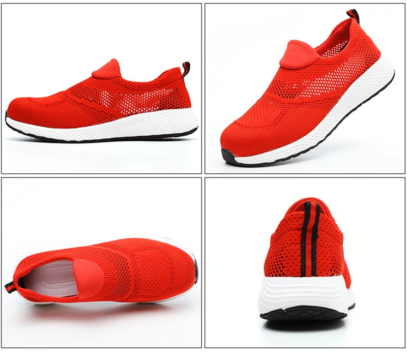 Summer Lightweight Work Sneakers Steel Toe Men Women Tennis Work Safety Shoes Breathable Construction Shoes Work Boots Footwear