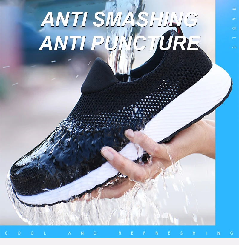 Summer Lightweight Work Sneakers Steel Toe Men Women Tennis Work Safety Shoes Breathable Construction Shoes Work Boots Footwear