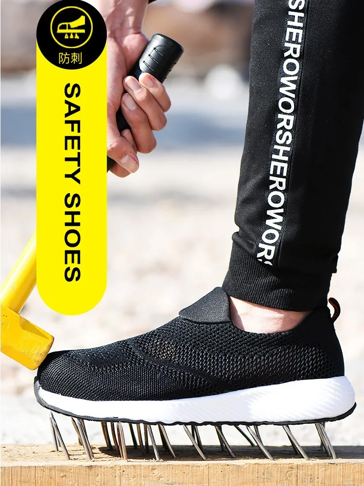 Summer Lightweight Work Sneakers Steel Toe Men Women Tennis Work Safety Shoes Breathable Construction Shoes Work Boots Footwear
