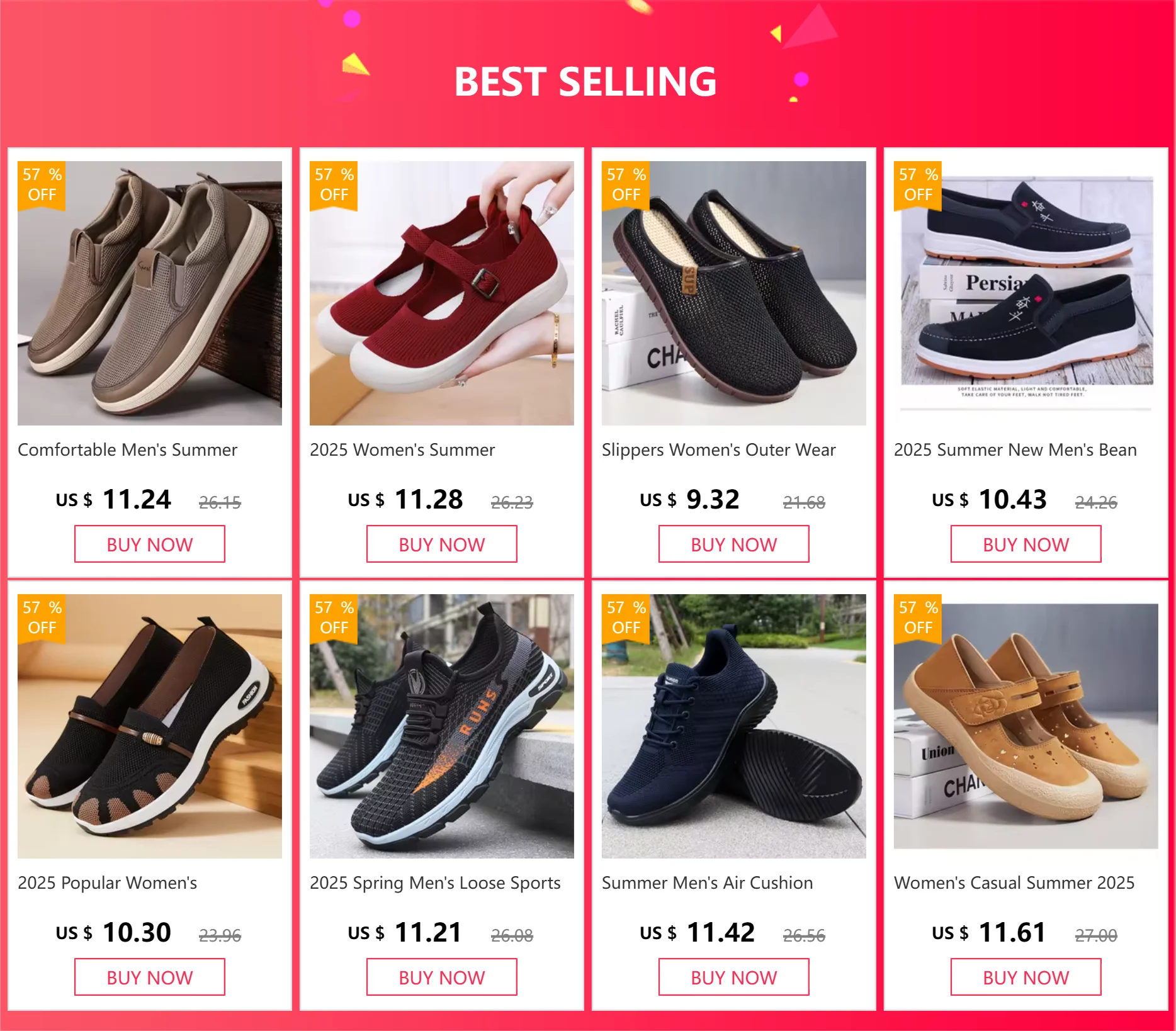 ​Men's Casual Sneakers Summer Breathable Lightweight Affordable Free Shipping Running Training Walking Shoes​