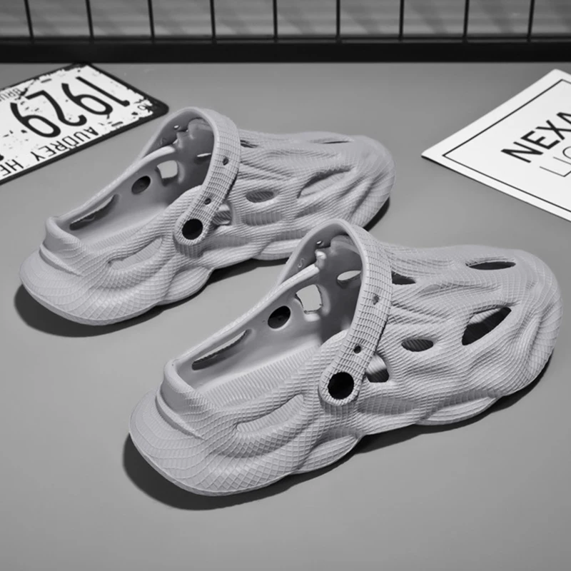 Litfun Summer Clogs Sandals For Men New Outdoor Soft Botton Beach Slippers Anti-slip EVA Garden Shoes Fashion Hollow Hole Shoes