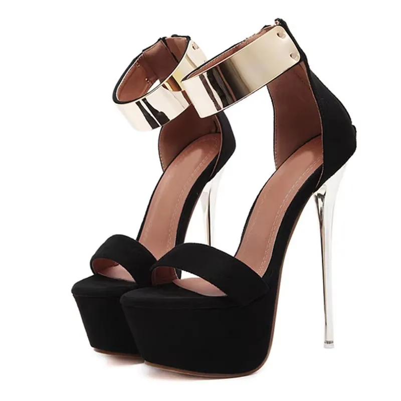 Hlieny Summer Fashion Ankle Strap Sandals Sexy Open Toe Platform Thin High Heels Party Club Stripper Shoes Women Wedding Pumps