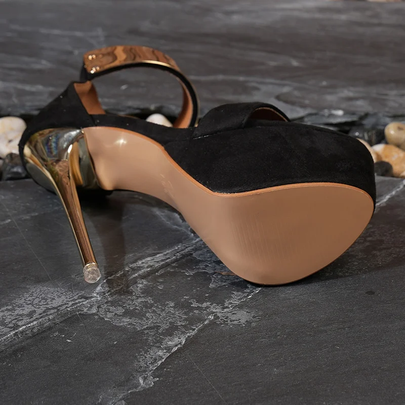 Hlieny Summer Fashion Ankle Strap Sandals Sexy Open Toe Platform Thin High Heels Party Club Stripper Shoes Women Wedding Pumps
