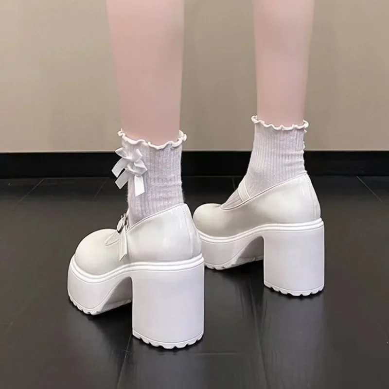 Fashionable New Thick Soled Retro Single Button Strap Women's Shoes Versatile Thick Heel Waterproof Platform Women's Single Shoe