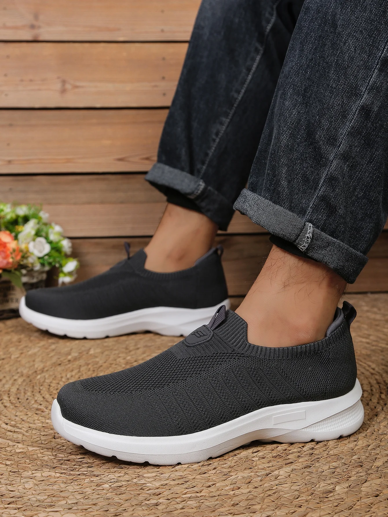 Men's Shoes Solid Color EVA Casual Shoe Lightweight Comfortable Single Sole Non-Tiring Footwear for Everyday Use