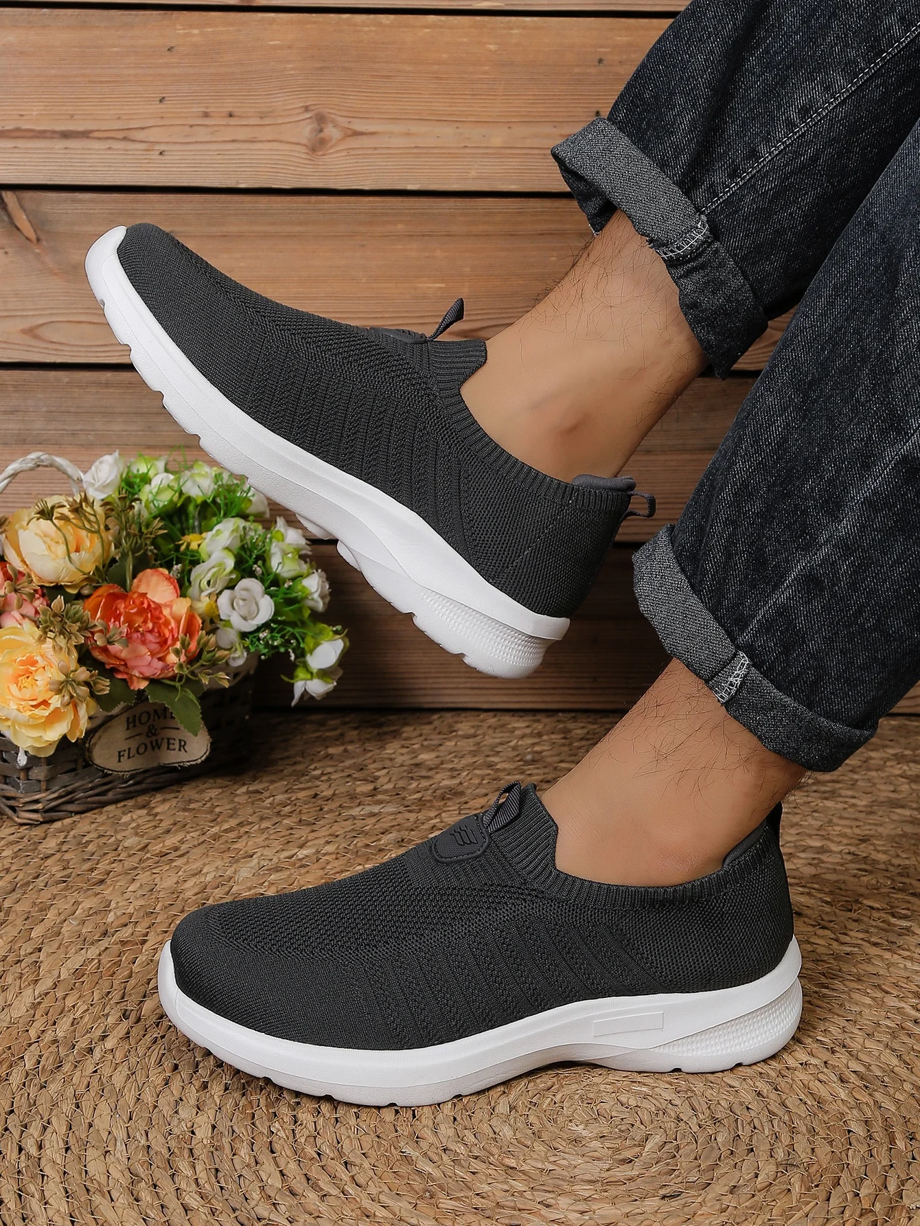 Men's Shoes Solid Color EVA Casual Shoe Lightweight Comfortable Single Sole Non-Tiring Footwear for Everyday Use