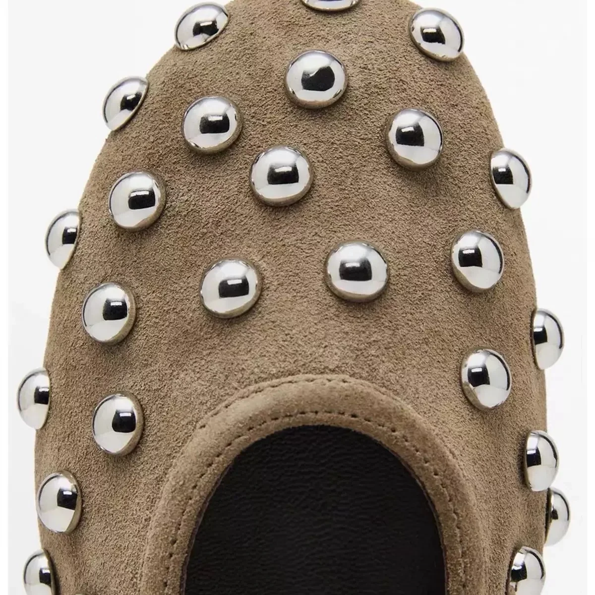 Women's Studded Mary Jane Flats Buckle Strap Leather/Suede Ballet Flats Punk Rivet Casual Shoes for Daily Party Wear Shoes Women