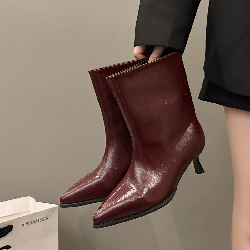 Winter Thin Low Heels Women Knee-High Boots Fashion Pointed Toe Wedding Party Shoes Ladies Elegant Slip On Long Booties