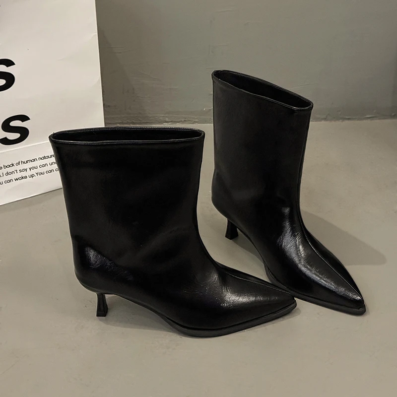 Winter Thin Low Heels Women Knee-High Boots Fashion Pointed Toe Wedding Party Shoes Ladies Elegant Slip On Long Booties